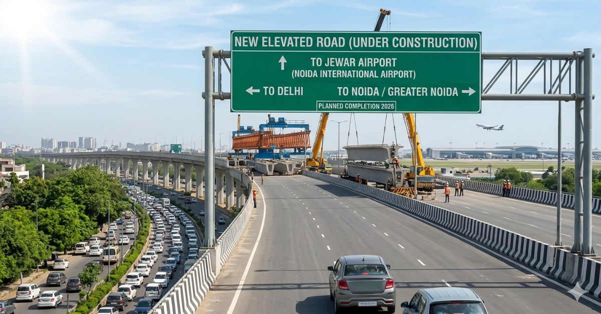 Delhi to jewar AIrport elevated road Plan