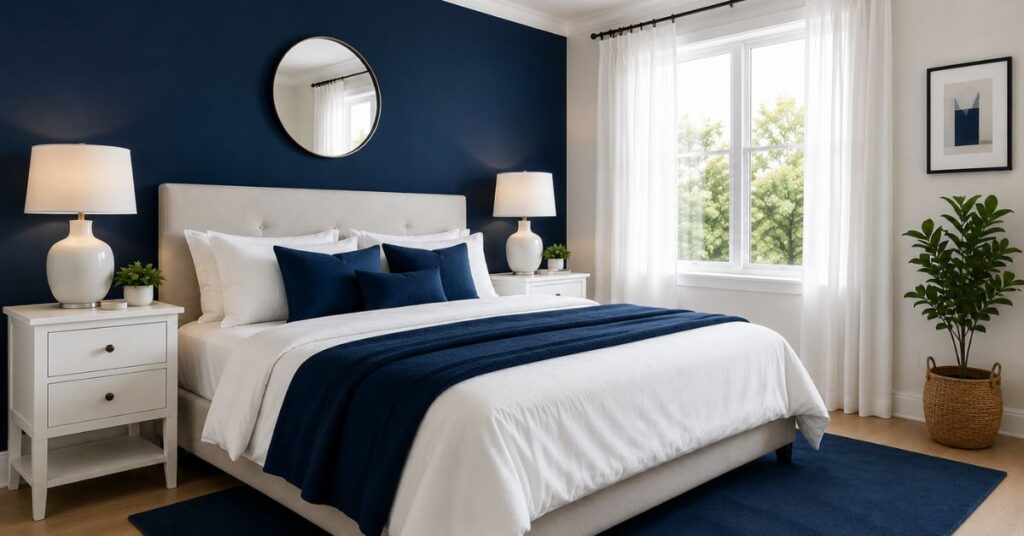Navy Blue and White