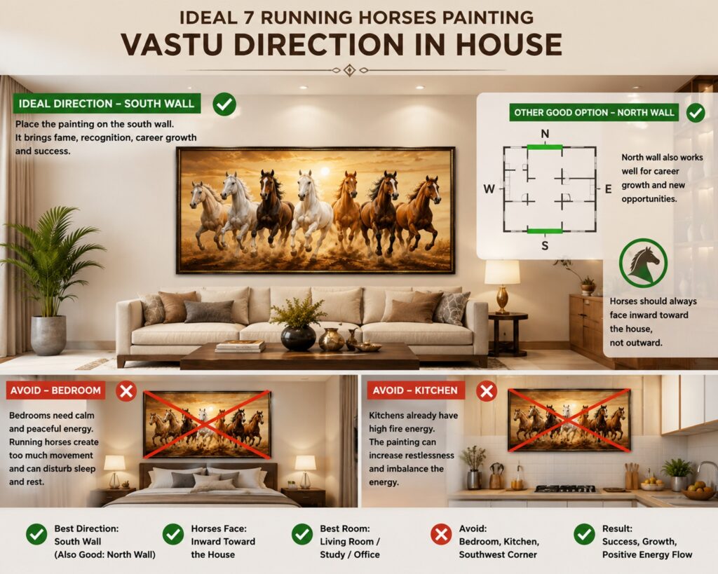 Ideal 7 Running Horses Painting Vastu Direction in House