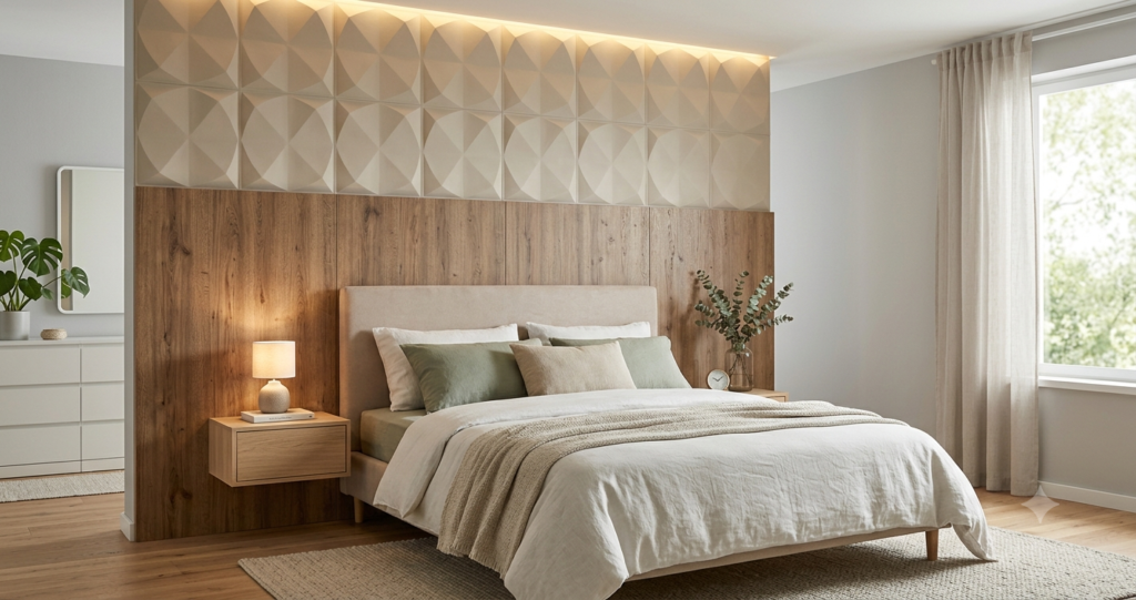 Modern PVC Wall Panel Design for Bedroom