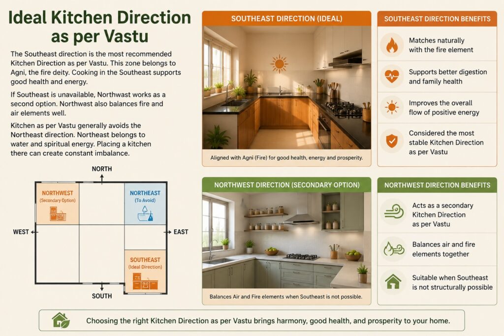 ideal kitchen direction as per Vastu