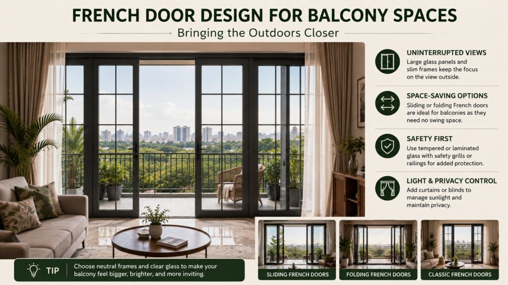 French door design for balcony spaces