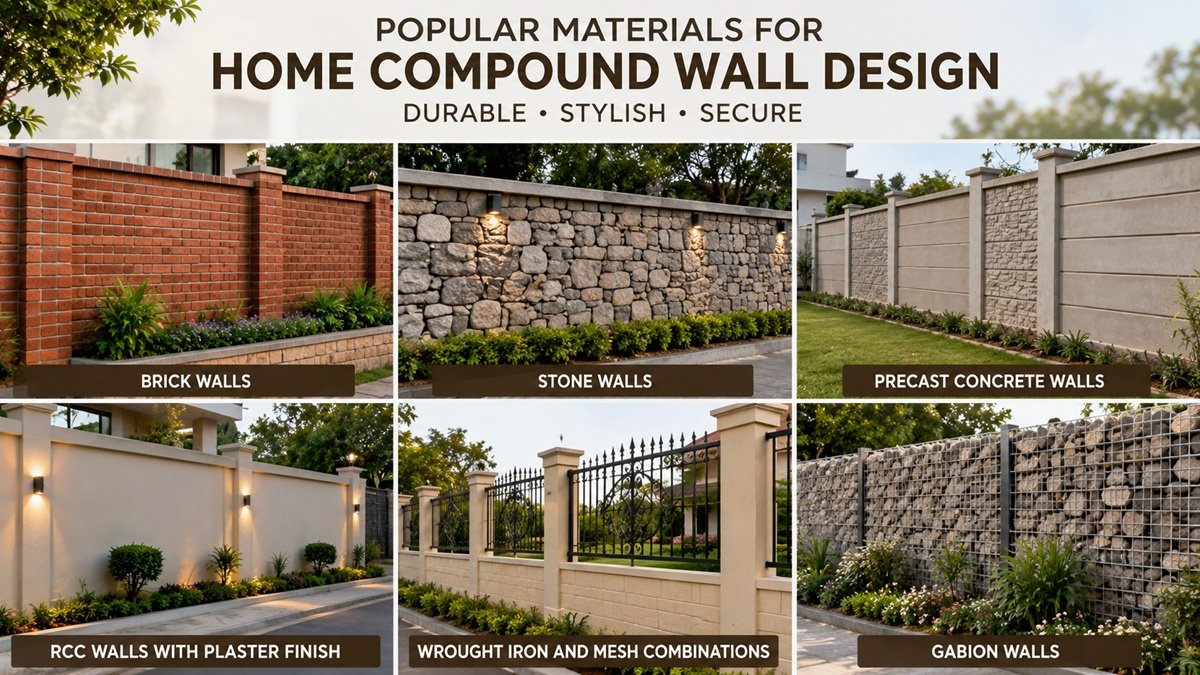 Popular Materials for Home Compound Wall Design