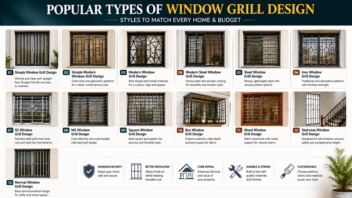 Popular types of window grill design ideas
