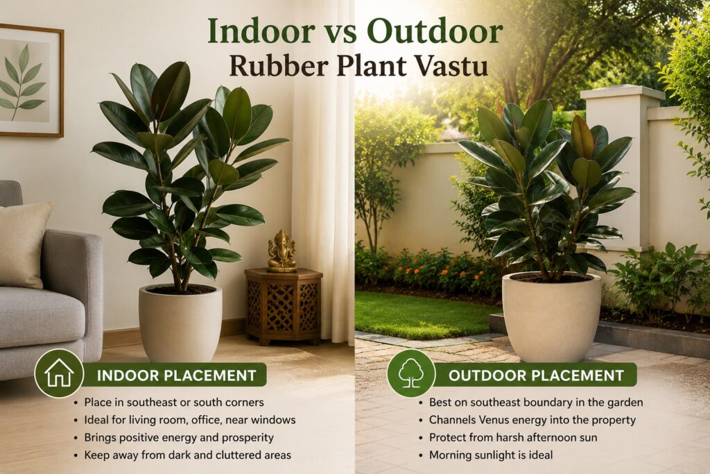 indoor vs outdoor rubber plant vastu