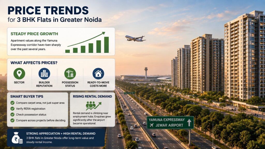 price trends for 3 bhk flats in Greater Noida