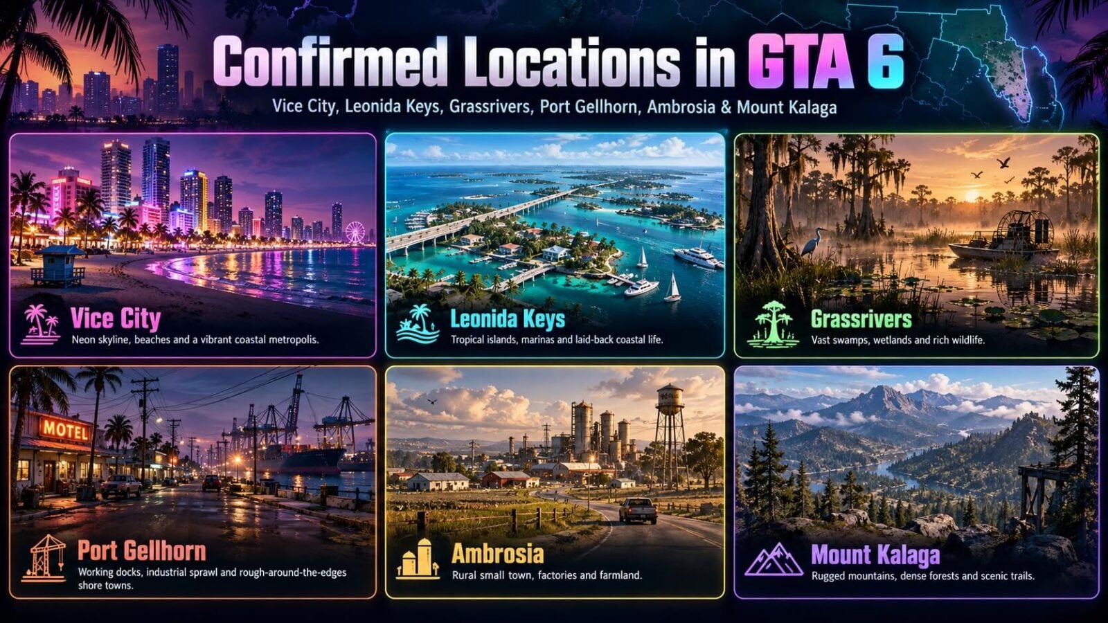 Confirmed locations in GTA 6