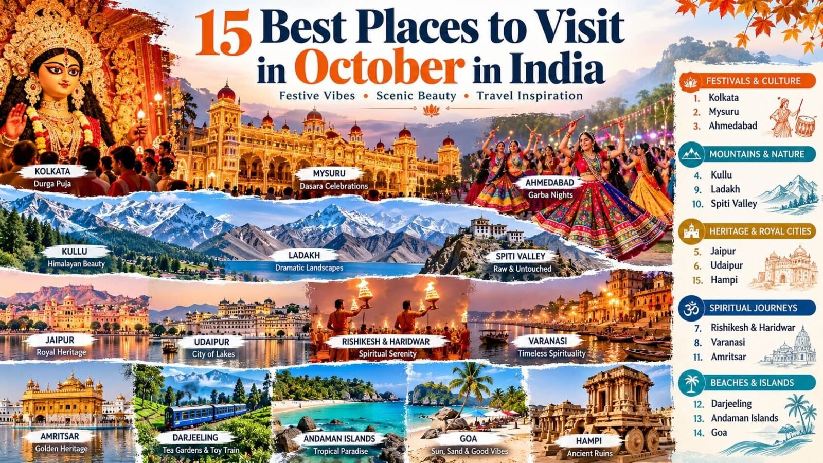 list of 15 best places to visit in October in India