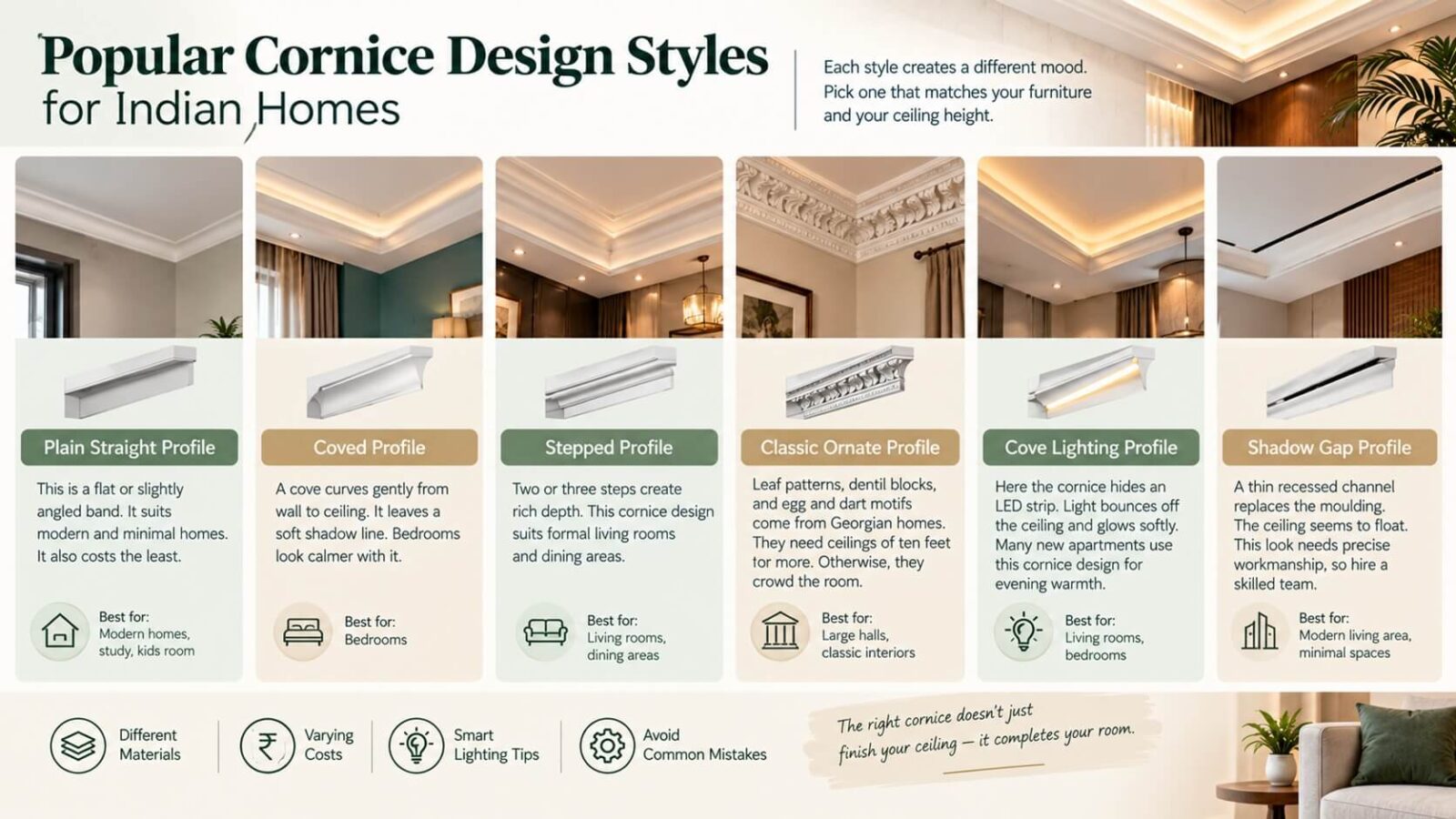 Popular Cornice Design Styles for Indian Homes