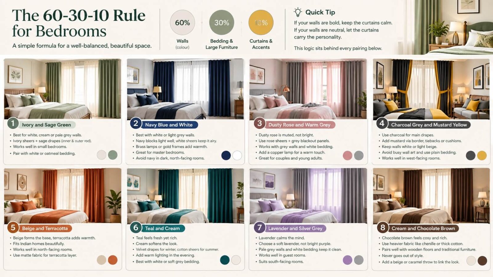 The 60-30-10 Bedroom Curtain Guide